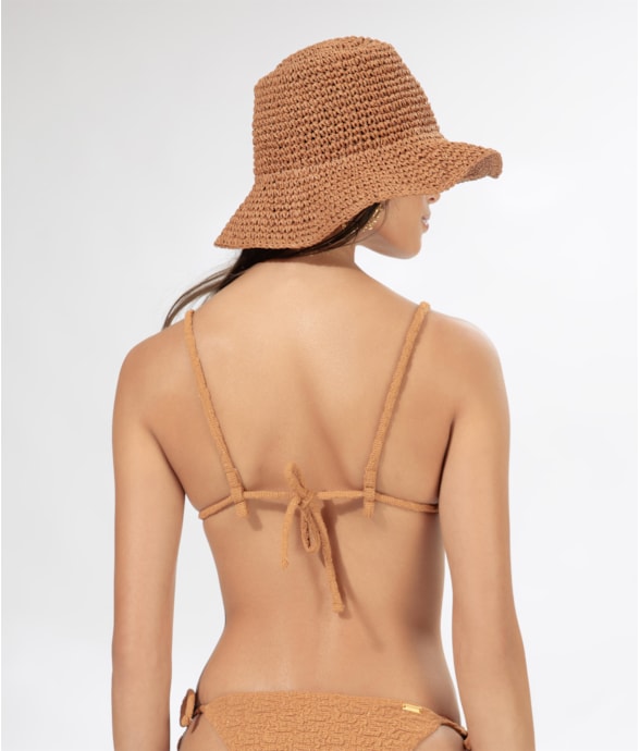 Top Cortininha Crepe Shine Caramelo