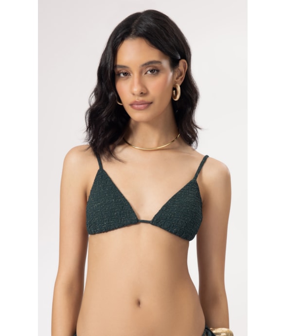 Top Cortininha Crepe Shine Verde Escuro