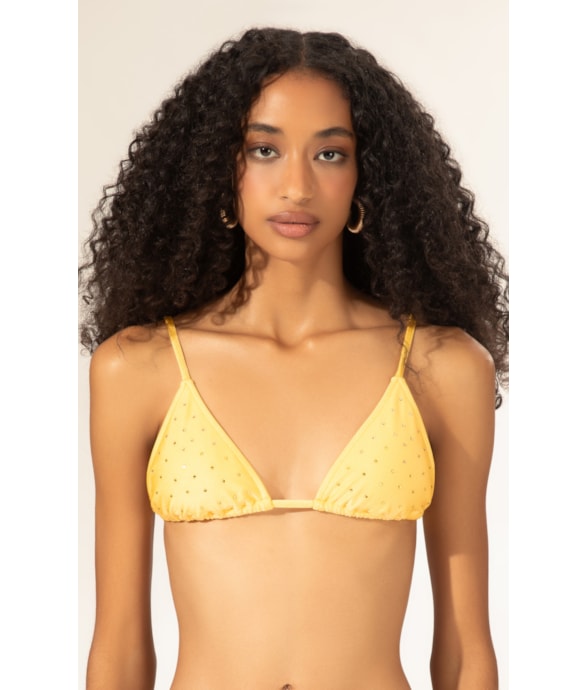 Top Cortininha Crystals By Swarovski Celebrate Amarelo Claro