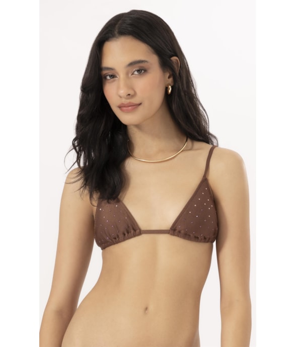 Top Cortininha Crystals By Swarovski Celebrate Marrom