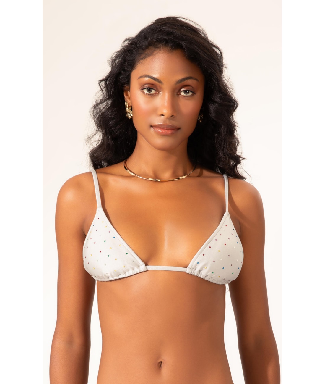 Top Cortininha Crystals By Swarovski Cinza Claro