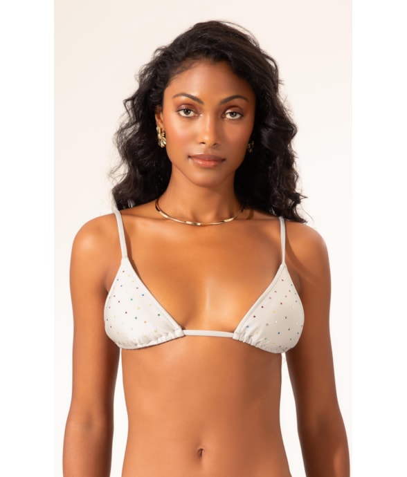 Top Cortininha Crystals By Swarovski Cinza Claro