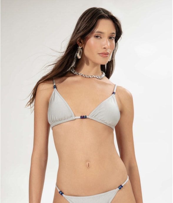 Top Cortininha Crystals By Swarovski Lumier Cinza Claro