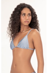 Top Cortininha Crystals By Swarovski Recreated Azul Seco