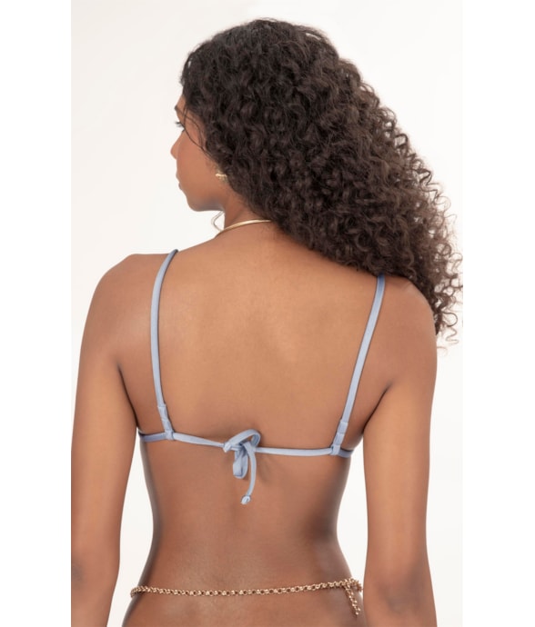 Top Cortininha Crystals By Swarovski Recreated Azul Seco