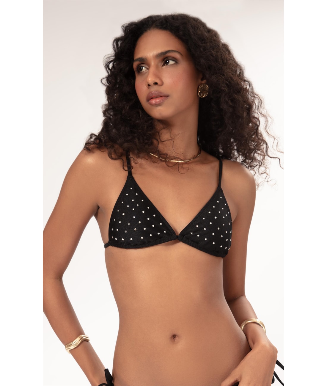 Top Cortininha Crystals By Swarovski Recreated Preto