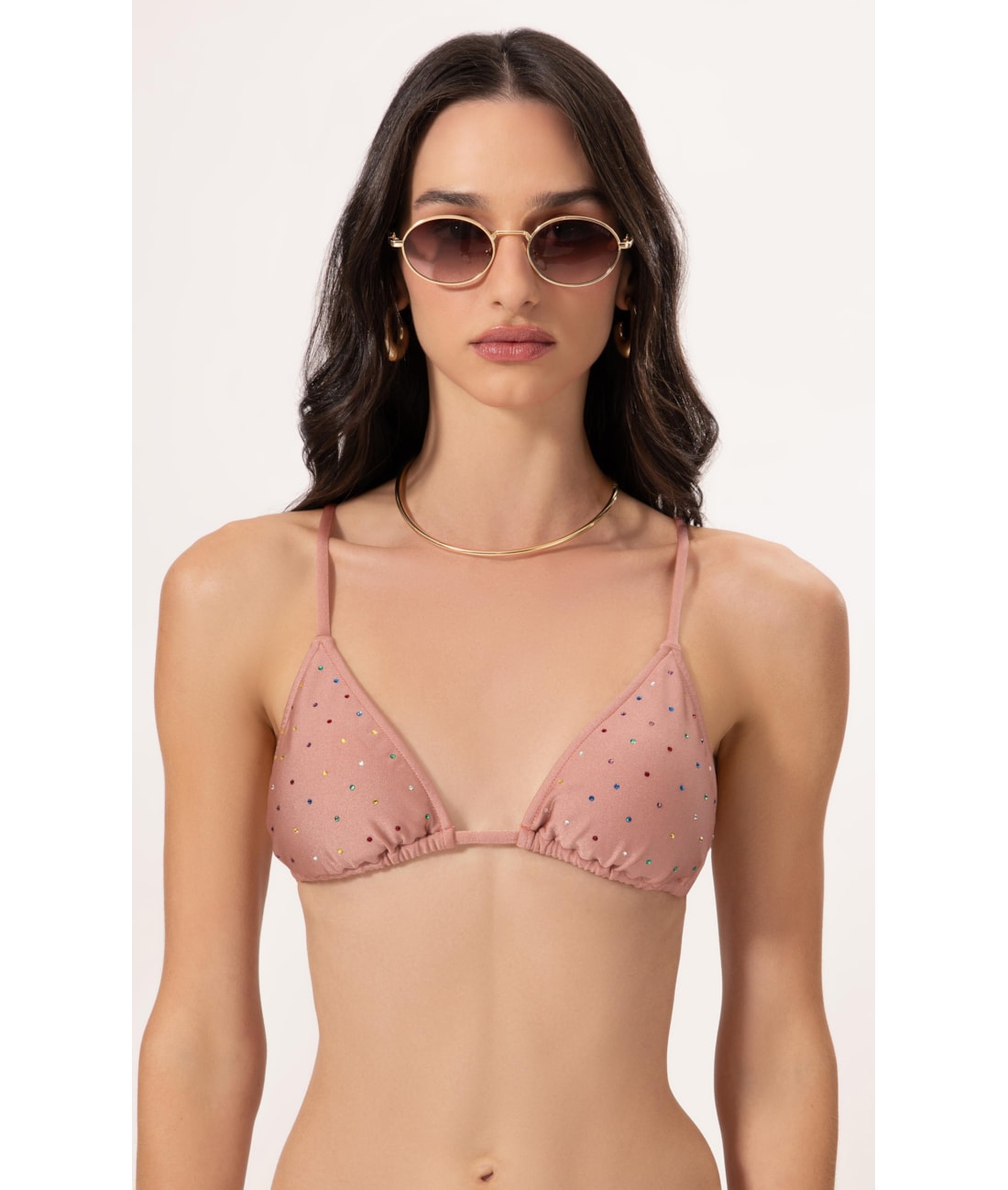 Top Cortininha Crystals By Swarovski Rosa Dusty