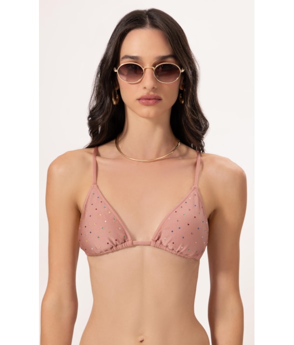 Top Cortininha Crystals By Swarovski Rosa Dusty