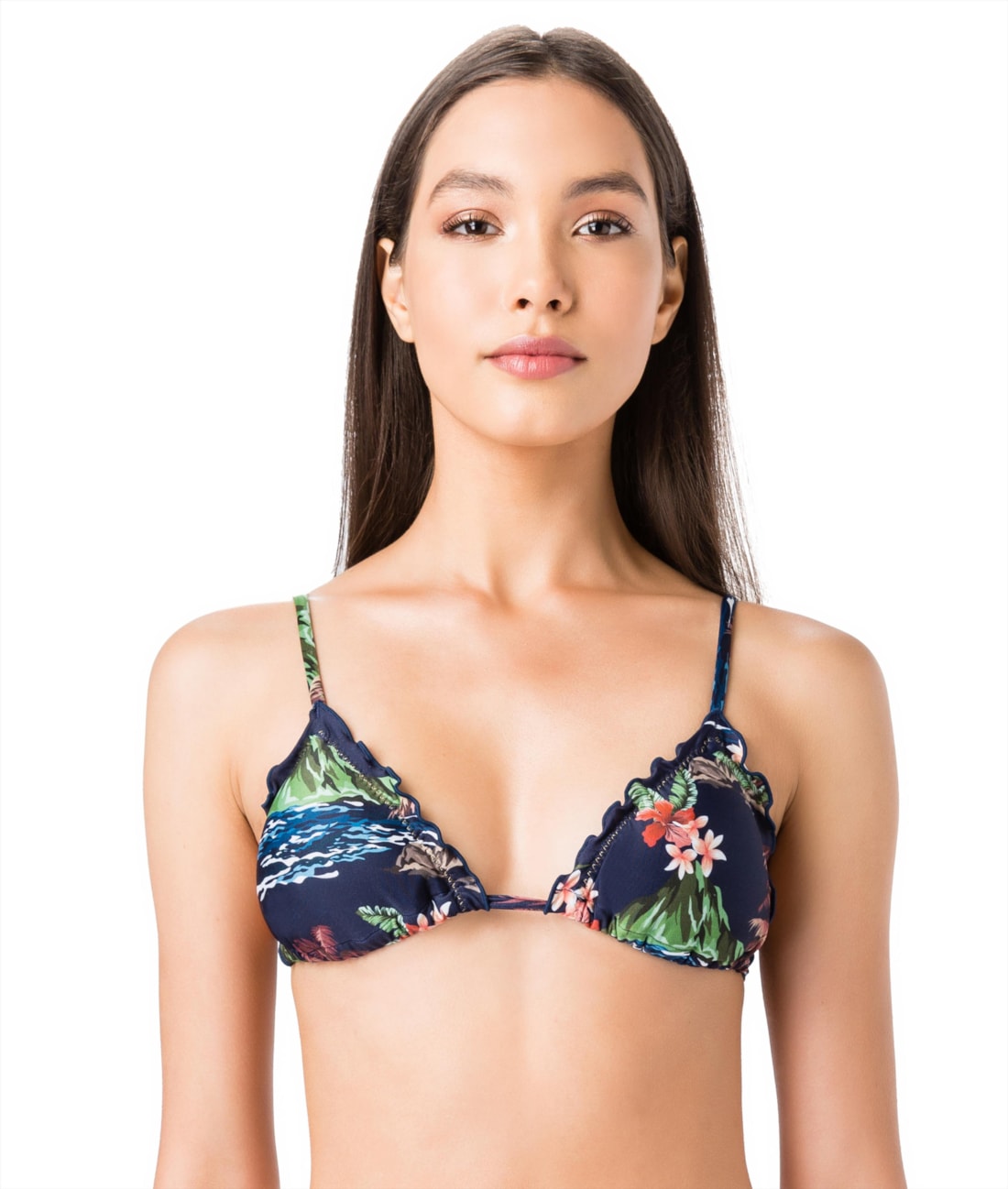Top Cortininha Frufru Aloha Marinho