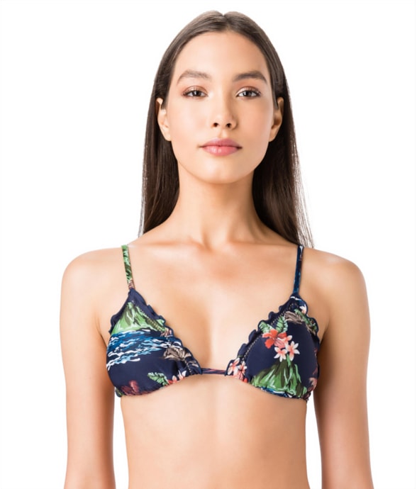 Top Cortininha Frufru Aloha Marinho