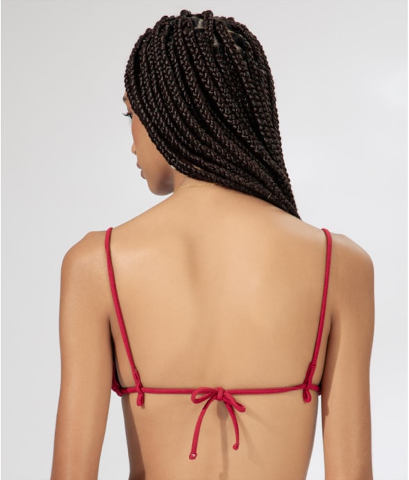 Top Cortininha Frufru Canelado Pacific Cereja
