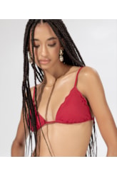 Top Cortininha Frufru Canelado Pacific Cereja