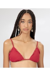 Top Cortininha Frufru Canelado Pacific Cereja