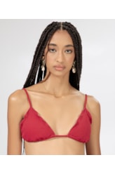Top Cortininha Frufru Canelado Pacific Cereja
