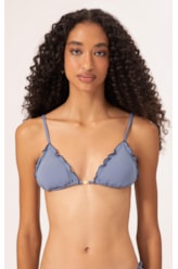 Top Cortininha Frufru Clássicos Azul Seco