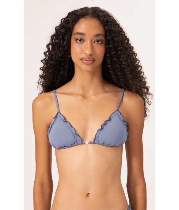 Top Cortininha Frufru Clássicos Azul Seco