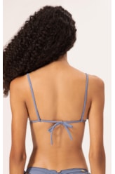 Top Cortininha Frufru Clássicos Azul Seco