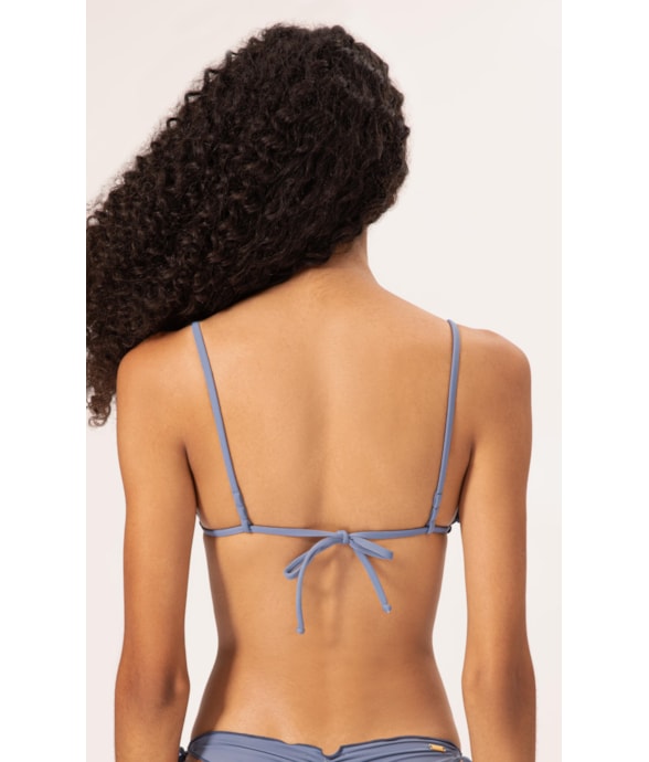 Top Cortininha Frufru Clássicos Azul Seco