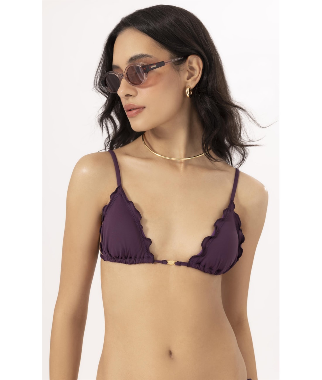 Top Cortininha Frufru Clássicos Beringela