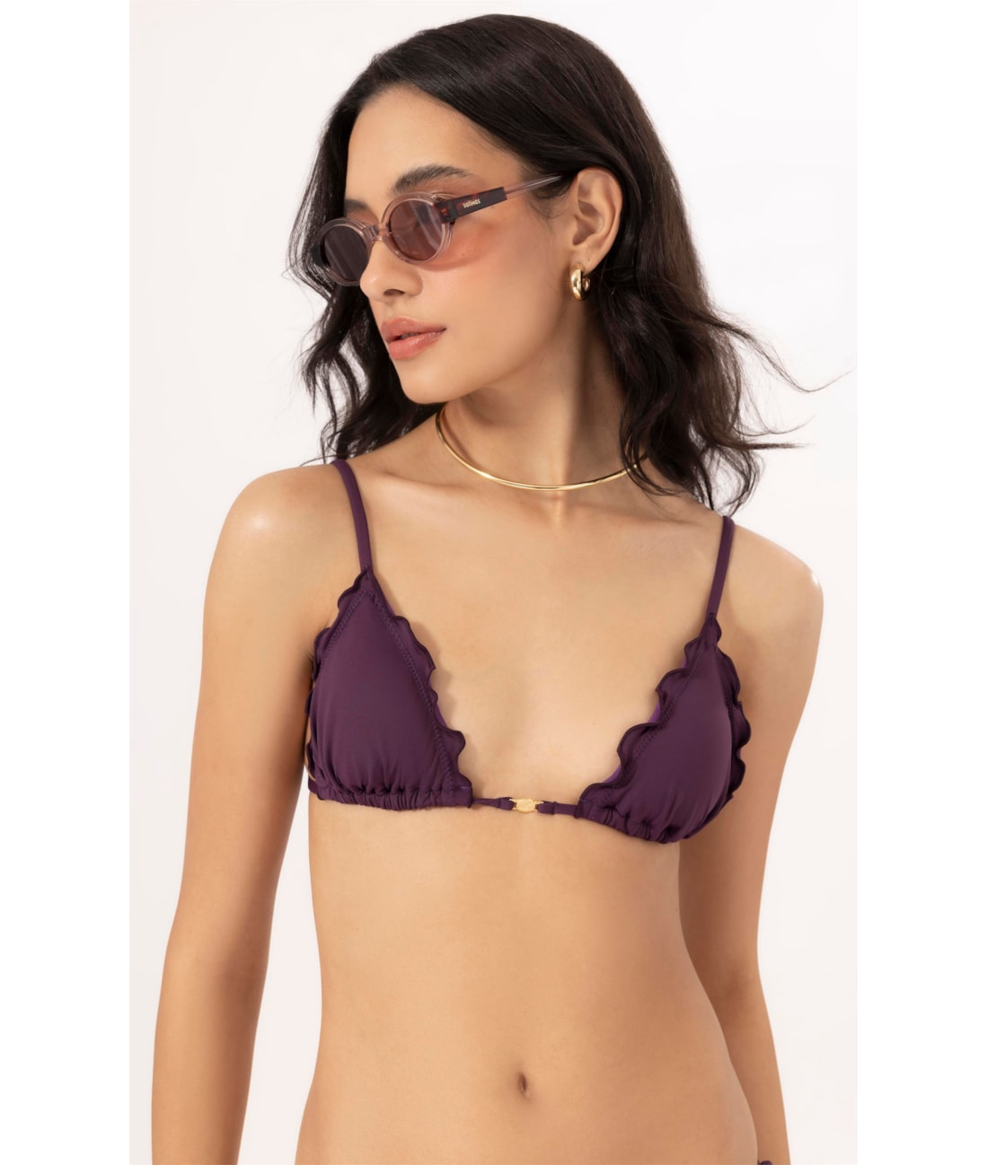 Top Cortininha Frufru Clássicos Beringela