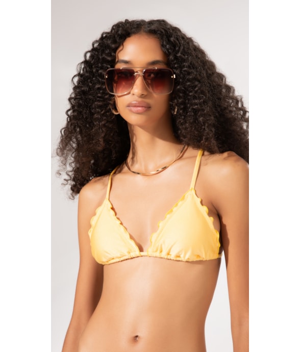 Top Cortininha Frufru Le Soleil Amarelo Claro