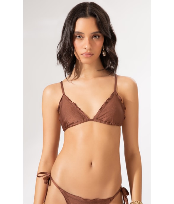 Top Cortininha Frufru Le Soleil Marrom