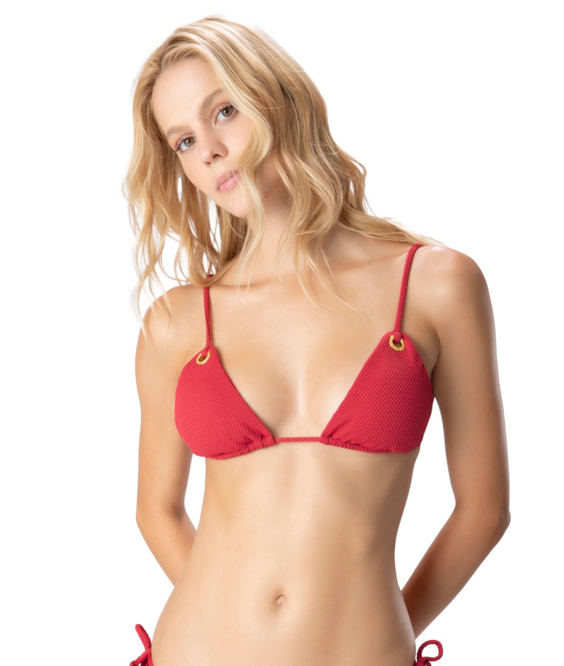 Top Cortininha Ilhós Maré Vermelho