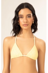 Top Cortininha Mesh Lurex Amarelo Claro