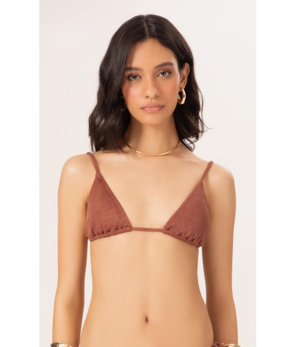 Top Cortininha Nuage Marrom