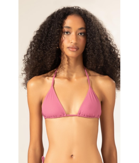 Top Cortininha Rolotê Canelado Geo Rosa Velho