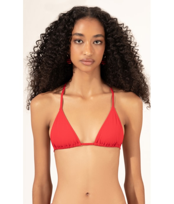 Top Cortininha Rolotê Canelado Geo Vermelho