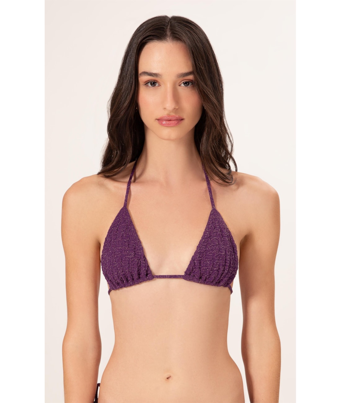 Top Cortininha Rolotê Crepe Shine Roxo
