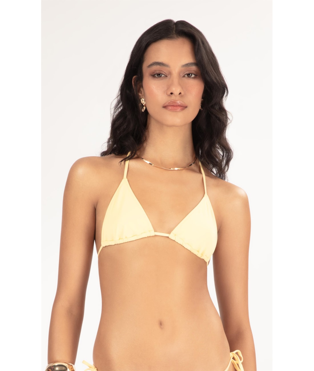 Top Cortininha Rolotê Fluid Amarelo Manteiga