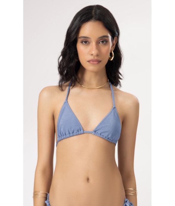Top Cortininha Rolotê Magic Azul Seco