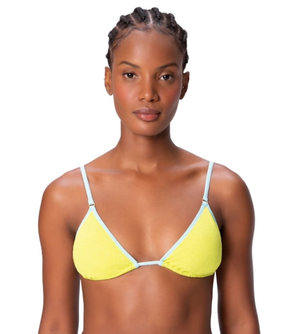 Top Cortininha Viés Bobby Amarelo Limao
