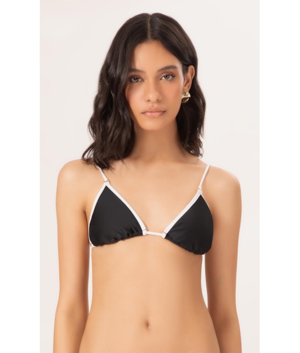 Top Cortininha Viés Duo Preto