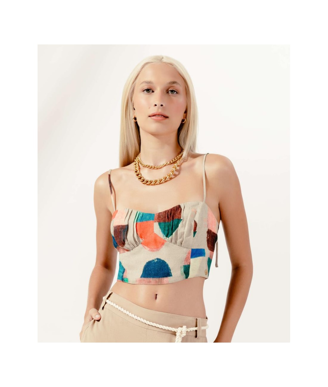Top Cropped Lastex Atol Natural