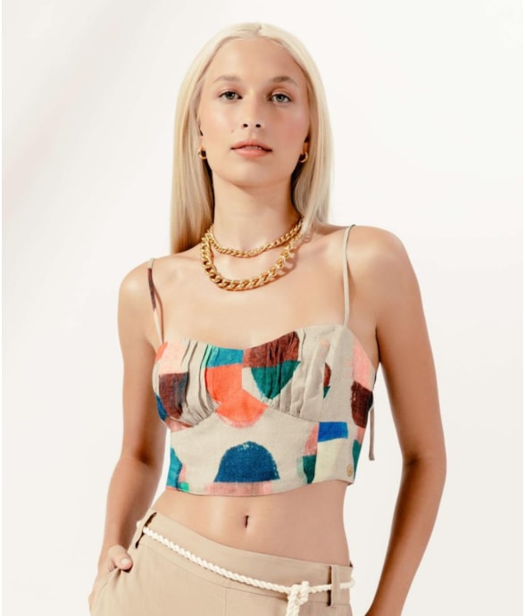 Top Cropped Lastex Atol Natural