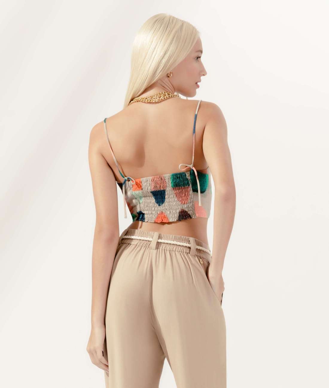 Top Cropped Lastex Atol Natural