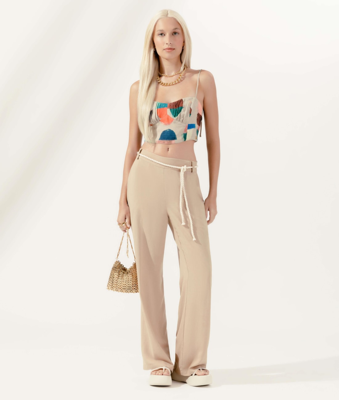 Top Cropped Lastex Atol Natural