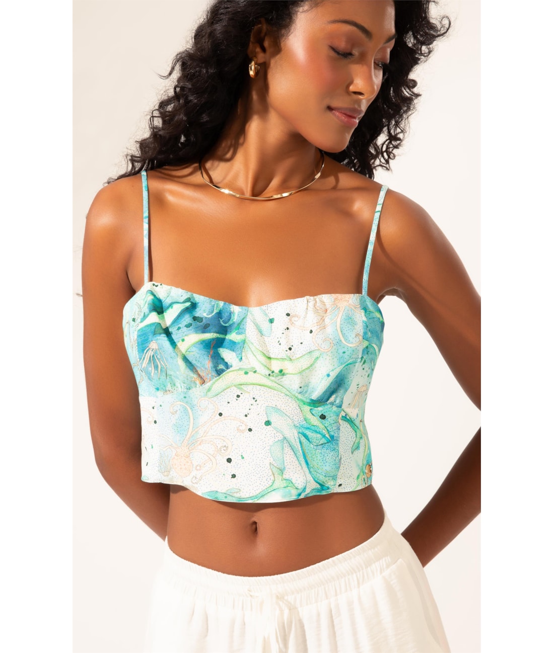 Top Cropped Lastex Sirena Off White