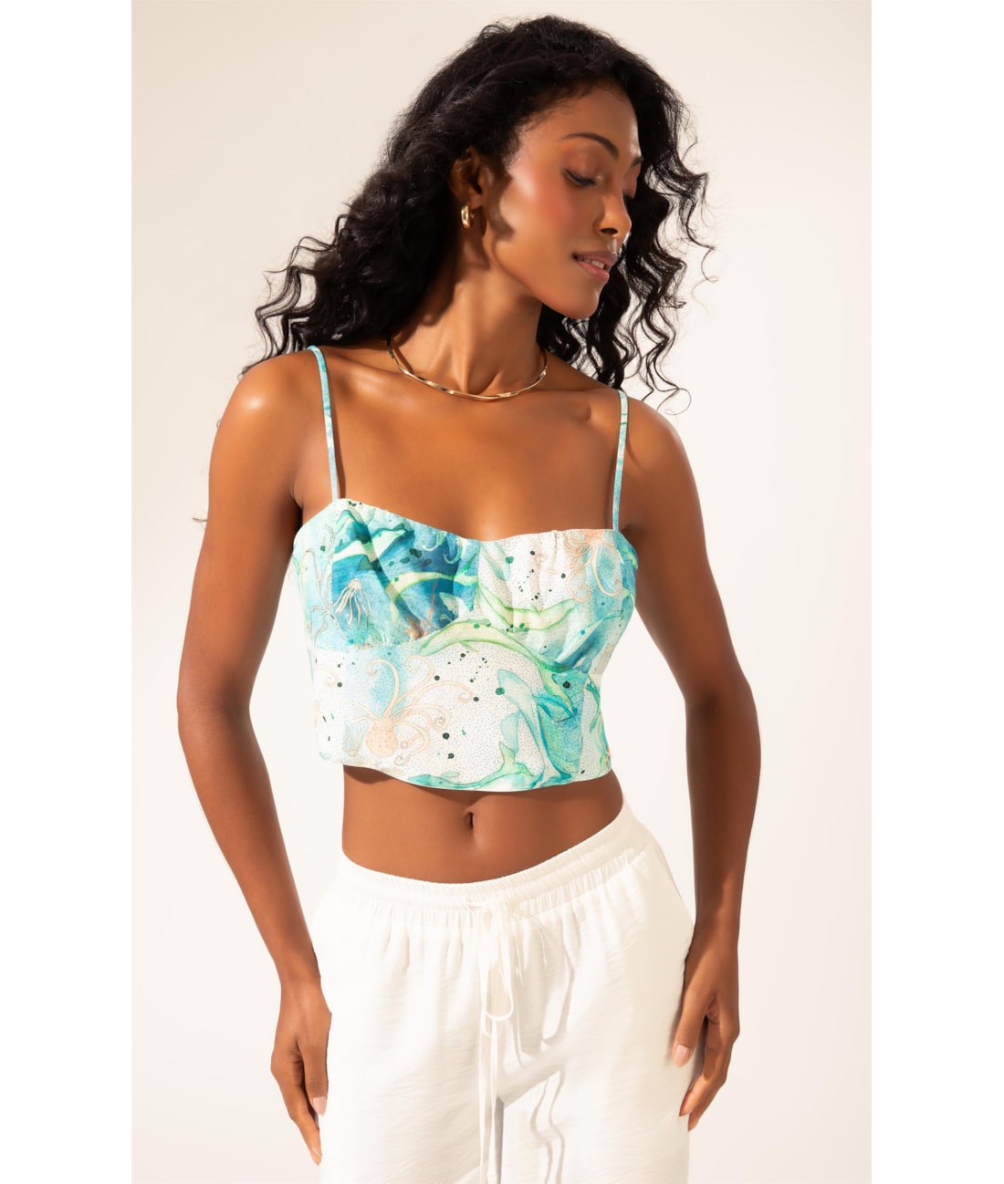 Top Cropped Lastex Sirena Off White