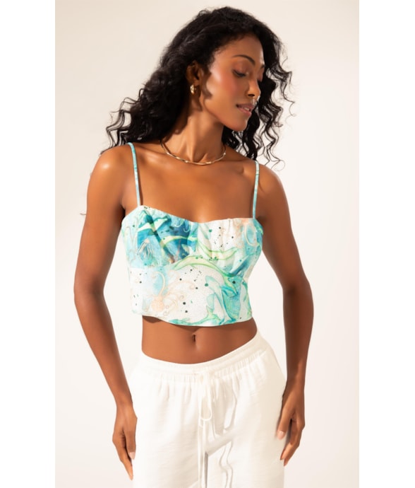 Top Cropped Lastex Sirena Off White