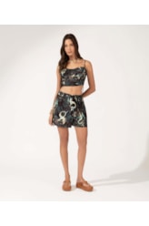 Top Cropped Lastex Sirena Preto