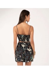 Top Cropped Lastex Sirena Preto