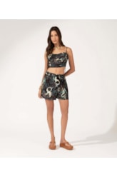 Top Cropped Lastex Sirena Preto