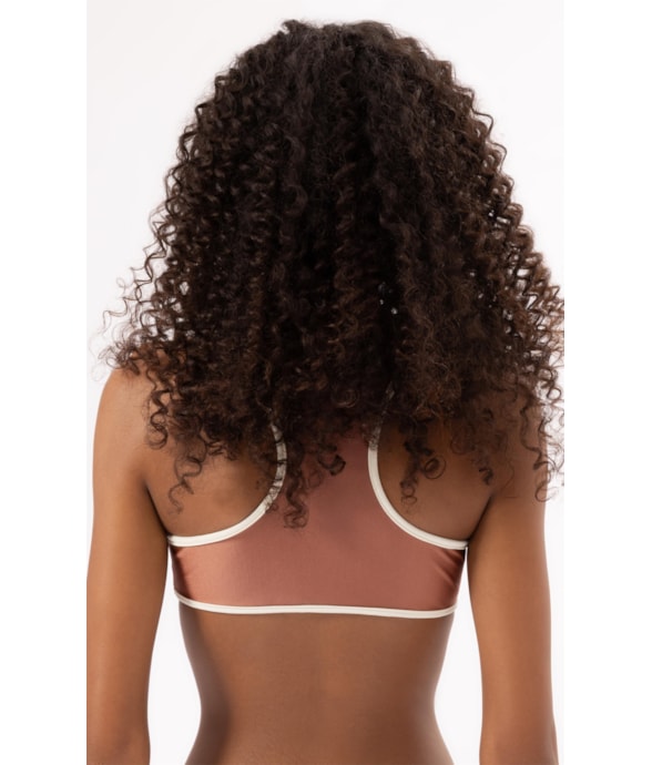 Top Cropped Nadador Apres Marrom