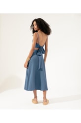 Top Cropped Transpasse Linen Blend Azul Seco