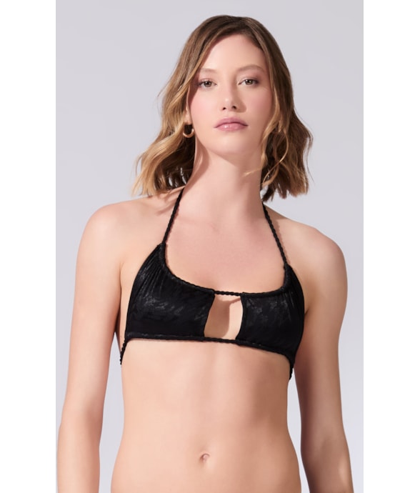 Top Faixa Canal Jacquard Laguna Preto