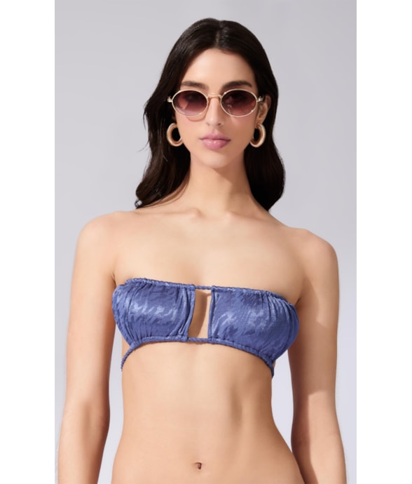 Top Faixa Canal Jacquard Laguna Purple Blue